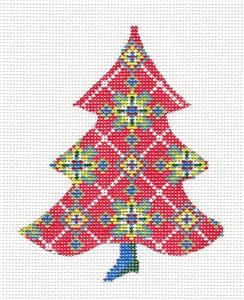 Kelly Clark Tree- Scandanavian Snowflakes handpainted Needlepoint Ornament Canvas