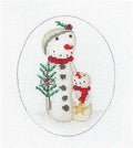 Family ~ Christmas Snow Mom & Child handpainted Oval Needlepoint Ornament Canvas by KMH from CBK