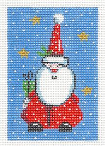 Christmas ~ Santa with Stars Christmas handpainted Needlepoint Ornament Canvas by LEE