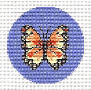 Butterfly canvas ~ Monarch Butterfly handpainted 3" Needlepoint Canvas by LEE Needle Art