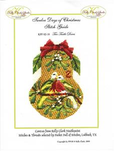 Kelly Clark Christmas Pear ~ 2 Turtle Doves & STITCH GUIDE handpainted Needlepoint Ornament by Kelly Clark