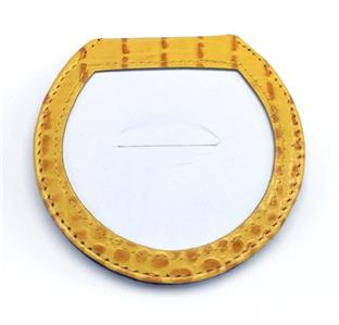 Accessory ~ Yellow Alligator Leather Folding Purse Mirror for a 3" Needlepoint Canvas by LEE