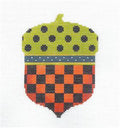 Kelly Clark Acorn ~ Haunted Checkered Acorn handpainted Needlepoint Ornament Canvas by Kelly Clark