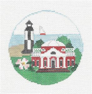 Travel Round ~ State of Virginia handpainted Needlepoint Canvas Ornament by Kathy Schenkel