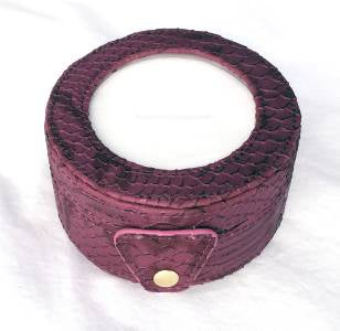 Accessory ~ Plum Purple Textured Premium Leather 4" Gift Box Snap Case for Needlepoint Canvas by LEE