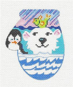 Mitten~Swimming Trio Mitten Club HP Needlepoint Canvas & SG KAMALA JulieMar