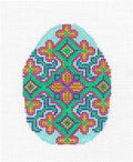Egg ~ Elegant Pastel Aqua, Gold & Rose EGG Ornament Needlepoint Canvas by Tanya Mertel ~ Danji