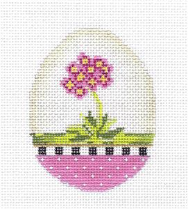 Kelly Clark ~ Fuchsia Pink Primrose EGG handpainted Needlepoint Ornament Canvas Kelly Clark