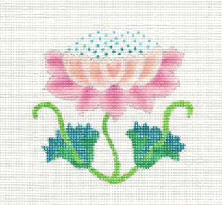 Canvas ~ Bettieray Designs Pink Fancy Flower handpainted Needlepoint Canvas **RETIRED**