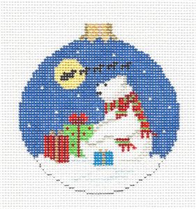 Christmas ~ Polar Bear with Gifts handpainted 18 Mesh Needlepoint Ornament Canvas by Susan Roberts