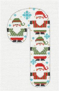 Candy Cane ~ 4 Santas handpainted Medium Candy Cane Needlepoint Canvas CH Designs - Danji