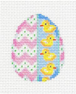 Easter Egg~ Easter Egg Baby Ducks handpainted Needlepoint Canvas Ornament by Assoc. Talents