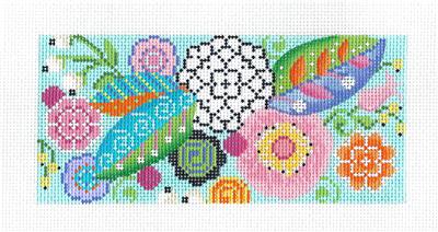 Kelly Clark Insert ~ "Celebrate" Floral "BB" Insert 18m handpainted Needlepoint Canvas by Kelly Clark