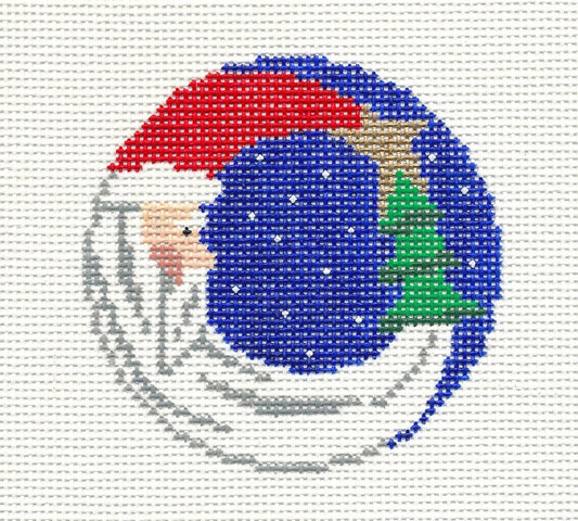 Christmas ~ Crescent Moon Santa Claus handpainted Needlepoint Canvas 13m by Treglown Designs