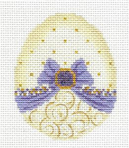 Kelly Clark ~ Easter Vanilla & Lavender Ribbon Egg handpainted Needlepoint Ornament Canvas