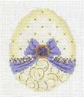 Kelly Clark ~ Easter Vanilla & Lavender Ribbon Egg handpainted Needlepoint Ornament Canvas