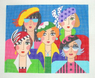 Canvas ~ FIVE FRIENDS Contemporary handpainted Needlepoint Canvas "BF" Insert 18 mesh by LEE