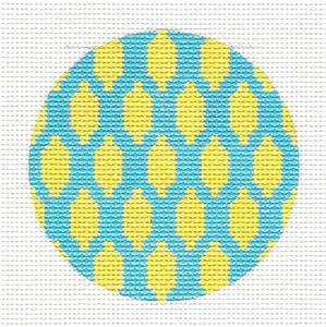 Round~Lemons On Teal Design Rd. handpainted Needlepoint Canvas by SOS from LEE