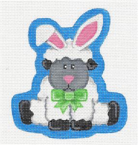 Canvas ~ Adorable Lamb Easter Bunny handpainted Needlepoint Ornament by Pepperberry