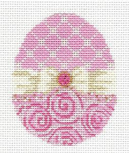 Kelly Clark ~ Easter Ribbon Pink Egg handpainted Needlepoint Canvas & STITCH GUIDE