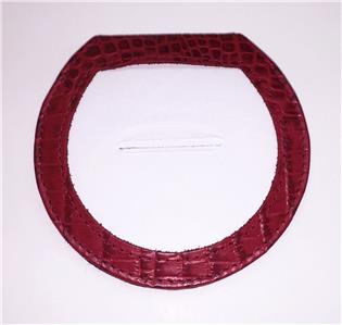 Accessory ~ Deep Red Alligator Leather Folding Purse Mirror for a 3" Needlepoint Canvas by LEE