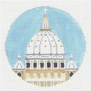 Travel Round ~ St. Peter's in Rome, Italy handpainted Needlepoint Canvas Kathy Schenkel RD.