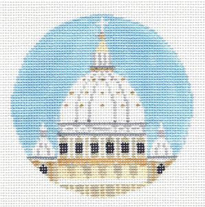 Travel Round ~ St. Peter's in Rome, Italy handpainted 18 Mesh Needlepoint Canvas by Kathy Schenkel