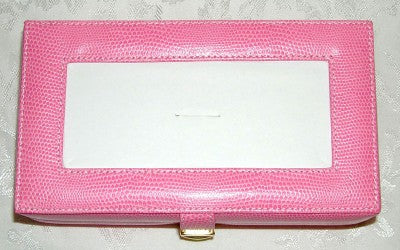 Leather Jewelry Box ~ Light Pink Leather Jewelry Box with Interior Compartments for Needlepoint Canvas by LEE