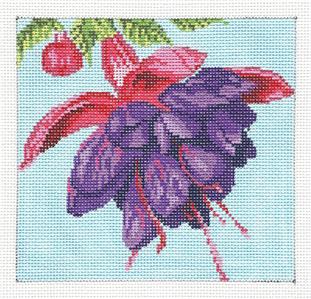 Canvas~ FUSCHIA BLOSSOM handpainted Needlepoint Canvas~by Needle Crossings