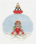 Christmas ~ TEDDY BEAR GIRL Ornament handpainted 18 mesh Needlepoint Canvas by Kelly Clark