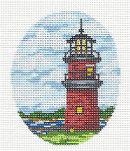 Oval ~ Gay Head Lighthouse on Martha's Vineyard handpainted Needlepoint Canvas by Starke Art from CBK