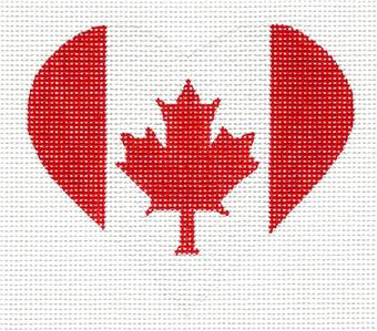 Heart ~ Canadian Canada Flag Heart handpainted Needlepoint Ornament Canvas by Pepperberry
