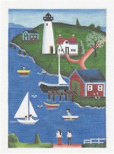 Canvas ~ Lighthouse at the Harbor handpainted Needlepoint by Steven Klein from Juliemar