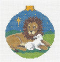 Christmas ~ Lion and Lamb with Christmas Star handpainted 18 Mesh Needlepoint Ornament Canvas by Susan Roberts