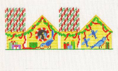 3-D Ornament ~ Bluebird Christmas House Ornament handpainted Needlepoint Canvas by Susan Roberts