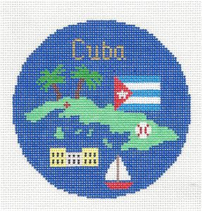 Travel Round ~ ISLAND of CUBA handpainted 18 mesh Needlepoint Canvas by Silver Needle