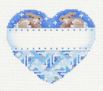 Baby Heart ~ Blue Baby Boy Heart to Customize with Bunnies handpainted Needlepoint Ornament Assoc. Talents