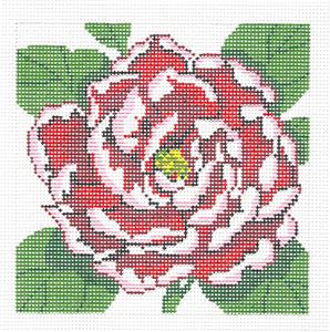 Floral Canvas ~ Red Peony Flower 12 mesh handpainted Needlepoint Canvas by LEE