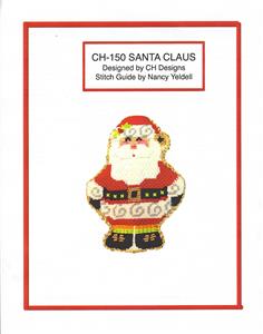 Christmas Canvas - SANTA Ornament & STITCH GUIDE SET handpainted Needlepoint Canvas by CH Designs -Danji