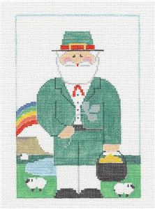 Canvas SET ~ IRISH  LEPRECHAUN  SANTA Needlepoint Canvas & STITCH GUIDE by Kathy Schenkel