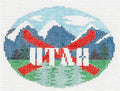 Travel canvas ~ State of UTAH handpainted 18 Mesh Oval Needlepoint Ornament Canvas by Kathy Schenkel