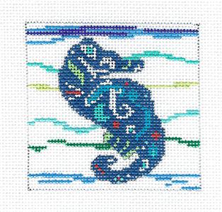 Canvas-Seahorse in the Waves 3" handpainted Needlepoint Canvas by BP Designs from Danji