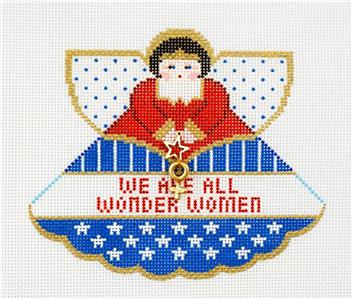 Angel ~ We are All Wonder Women Angel & Charm handpainted Needlepoint Canvas Ornament by Painted Pony ***MAY NEED TO BE SPECIAL ORDERED***