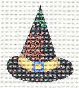 Halloween ~ Cobwebs Witches Hat Needlepoint Ornament Canvas by Lainey Daniels from Danji