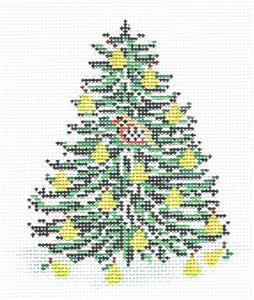 Tree Canvas ~ Partridge in a Pear Christmas Tree HP Needlepoint Canvas Needle Crossings