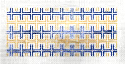 Canvas Insert~ Blue and Gold Key Design handpainted "BB" Needlepoint Canvas by SOS from LEE