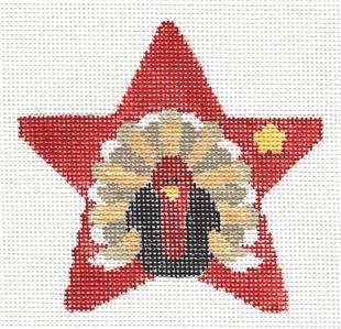 Star ~ Sm. Turkey Star & STITCH GUIDE handpainted Needlepoint Ornament Kathy Schenkel