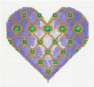 Purple Jewel Heart handpainted Needlepoint Canvas by Tanya Mertel ~ Danji