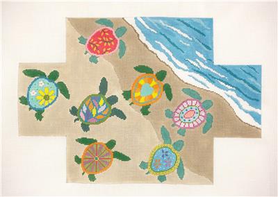 Brick Cover ~ SEA TURTLES Brick Cover Door Stop handpainted Needlepoint Canvas by Susan Roberts