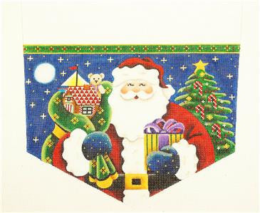 Stocking Cuff ~ Gifts Santa Stocking CUFF handpainted Needlepoint Canvas by Rebecca Wood
